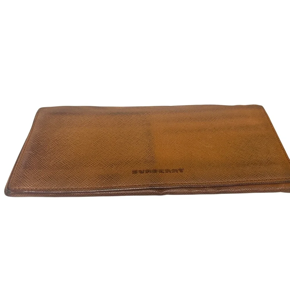 Burberry Brown Leather Haymarket Check Long Wallet #358